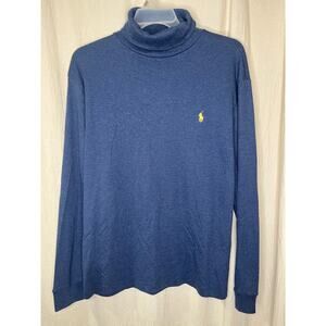 1990s Polo Ralph Lauren Navy Blue Old Money Quiet Luxury Turtleneck Sweater XL
